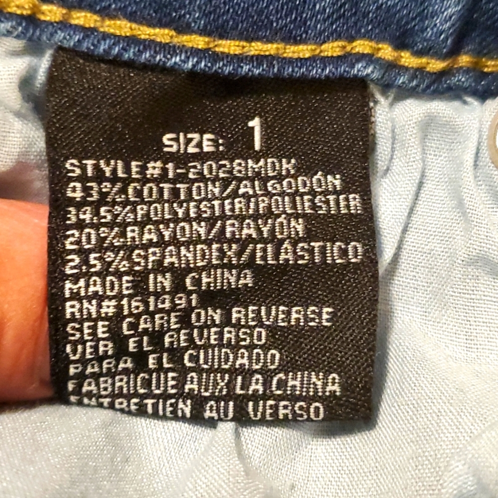PINK LABEL BRAND WOMEN'S JR SIZE 1 BLUE JEANS - Picture 6 of 7
